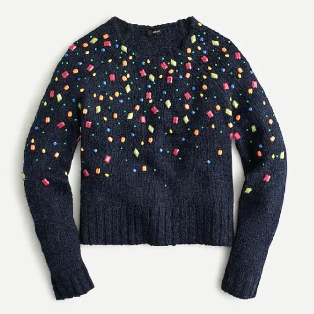Embellished alpaca-blend crewneck sweater NWOT